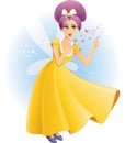 Cute Fairy with Magic Wand Spreading Love Vector Cartoon Royalty Free Stock Photo