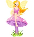 Cute Fairy on the Mushroom Royalty Free Stock Photo