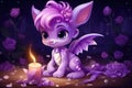 Cute fairy purple dragon symbol of the 2024 new year