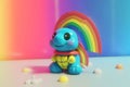 Cute fairy rainbow turtle. Fantasy cute animal suitable for children book. Neural network AI generated