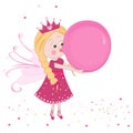 Cute fairy tale inflating a balloon vector background