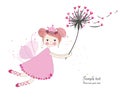 Cute fairytale with dandelion greeting card