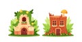 Cute Fairytale Houses Boast Whimsical Designs, Vibrant Colors, And Intricate Details, Gnome, Elf, Fairy or Hobbit Royalty Free Stock Photo