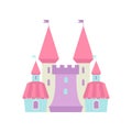 Cute Fairytale Magic Castle Fortress, Colorful Fantasy Kingdom Cartoon Vector Illustration Royalty Free Stock Photo