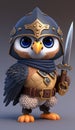 Cute Falcon Animal Warrior 3D Game Model Generative AI Royalty Free Stock Photo