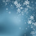 Cute falling snowflakes backdrop. Winter fleck freeze elements.