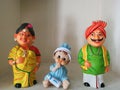 Cute family, dolls, art, interior decoration indoor child kid parents father mother