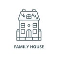 Cute family house vector line icon, linear concept, outline sign, symbol Royalty Free Stock Photo
