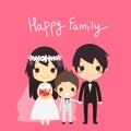 Cute family husband wife son wedding family vector illustration
