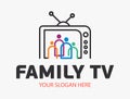 Cute Family Media Channel Logo Template. Digital TV logotype Template. Media company logo or film production studio or audio-