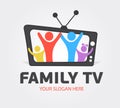 Cute Family Media Channel Logo Template. Digital TV logotype Template. Media company logo or film production studio or audio- Royalty Free Stock Photo