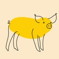 Cute, fancy pig. Vector illustration in flat cartoon style Royalty Free Stock Photo