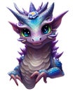 Cute Fantasy Blue Girl Dragon Royalty Free Stock Photo