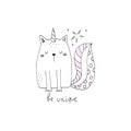 Cute fantasy cat unicorn. Design for children