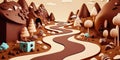 cute fantasy chocolate land, generated ai illustration