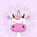 Cute fantasy cow unicorn. Sweet kids graphics for t-shirts.