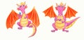 The cute fantasy dragon is a funny pink reptile