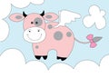 Cute fantasy pink cow