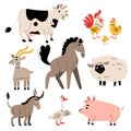 Cute Farm Animals as Livestock Breeding Vector Set