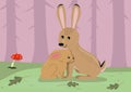 Cute farm animals. Mothers and babies. Cute animal vector illustration for kids. Cartoon flat style.