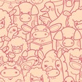 Cute farm animals seamless pattern background