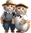 Cute Farmer kitten character design. Ai-Generated.