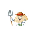 Cute Farmer pierogi cartoon mascot with hat and tools