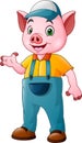 Cute farmer pig cartoon