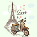 Cute fashion illustration with Eifel tower