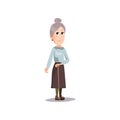Cute fashion old woman with brown skirt stay Royalty Free Stock Photo