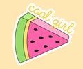 Cute fashion patch with watermelon slice and cool girl lettering