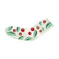 Cute fashion sock with red summer cherry print
