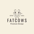 Cute fat cow lines logo design vector graphic symbol icon sign illustration creative idea Royalty Free Stock Photo