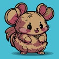 Cute fat mouse kawaii, vector cartoon