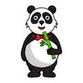 Cute fat panda mascot cartoon character illustration eating bamboo Royalty Free Stock Photo