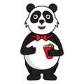 Cute fat panda mascot cartoon character illustration eating peanut snacks Royalty Free Stock Photo