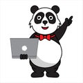 Cute fat panda mascot cartoon character illustration working on a laptop Royalty Free Stock Photo