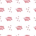 Cute Fat Pig Bacon Vector Illustration Seamless Pattern Royalty Free Stock Photo