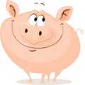 The Cute Fat Pig Smiling Vector Cartoon Illustration