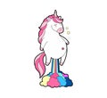 Cute fat unicorn rainbow. Royalty Free Stock Photo