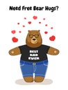 Cute Father`s Day card with Dad Bear free hugs