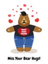 Cute Father`s Day card with Dad Bear waiting for hugs