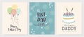 Cute Father`s Day design, hand drawn doodles, gift boxes, balloons, confetti - great for banners, wallpapers, cards, image covers