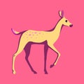 Cute fawn animal vector illustration. Cartoon wild character for logo or mascot. Standing baby deer flat clipart