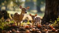 Cute fawn hiding in the grass, looking at the camera generated by AI Royalty Free Stock Photo