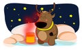 Cute fawn unleashed warm winter fireflies in vector