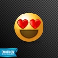 Cute feeling in love emoticon icon vector illustration, isolated on transparent background