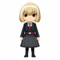 Cute Female Anime Character In Unique Rubber School Uniform