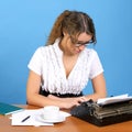 Cute female author with vintage Royalty Free Stock Photo