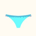 Cute female blue panties. Trendy thongs icon. Women underwear element. Feminine symbol, template modern design for